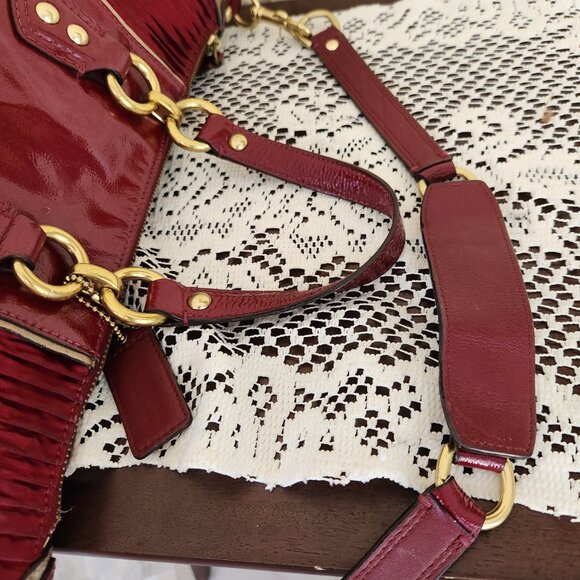 Coach Ashley Deep Red Gathered Shoulder Bag/Handbag Purse - Picture 9 of 16